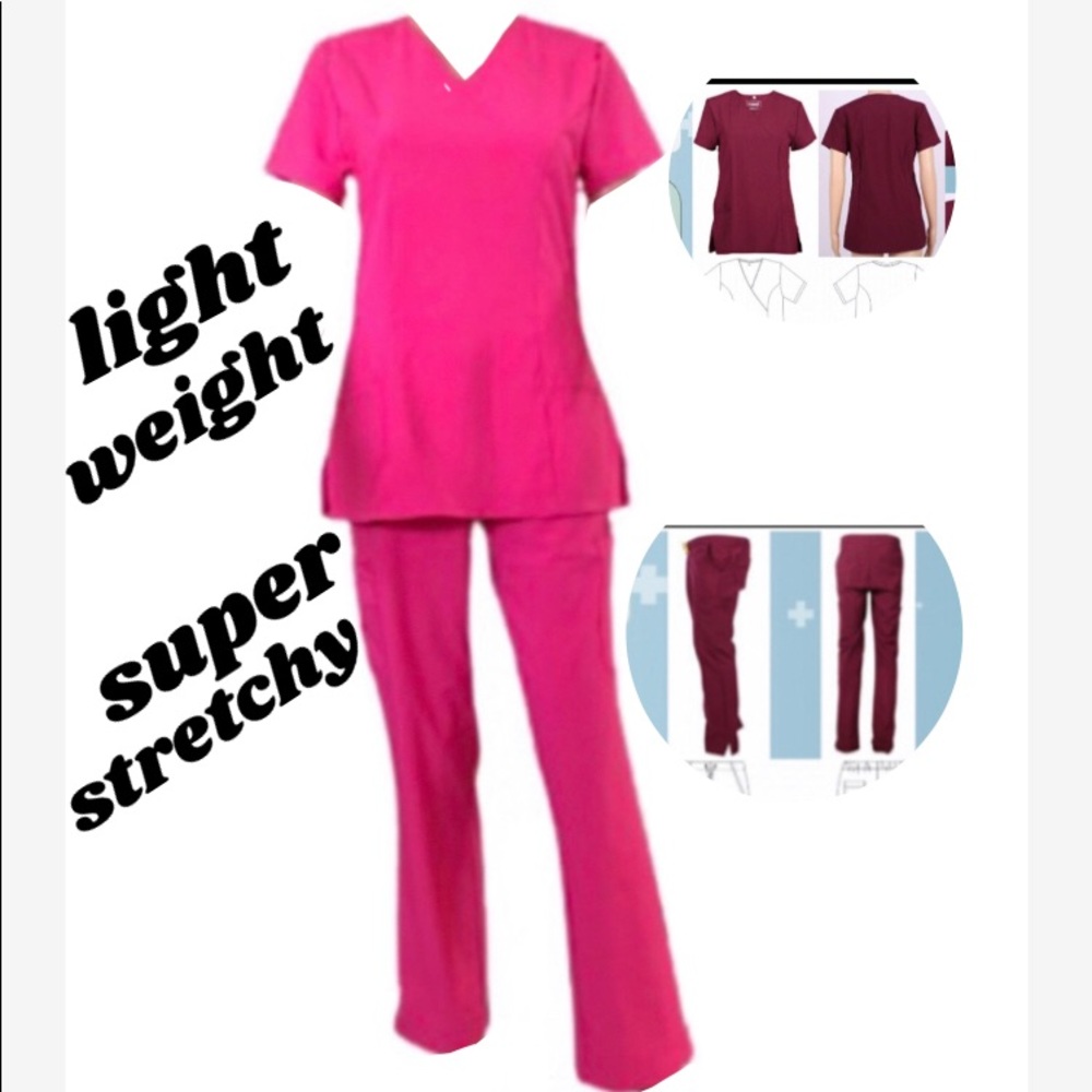 009 C/S Scrub Set Stretchable Bright Pink XSMALL